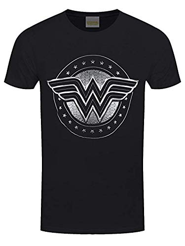 I-D-C CID Wonder Woman Movie-Chrome Logo Camiseta, Negro, Medium para Hombre