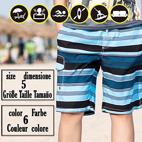 i-select Bañador Para Hombre Tipo Bermuda Secado Rápido (L,Diagonal Rojo)