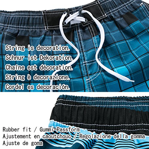 i-select Bañador Para Hombre Tipo Bermuda Secado Rápido (L,Diagonal Rojo)