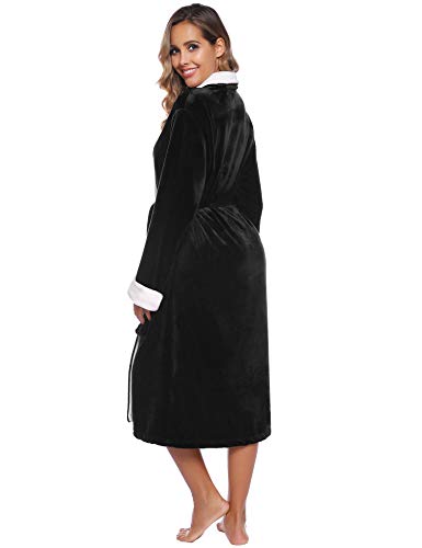 iClosam Albornoz Mujer Invierno Franela,Batas de Polar Cómodo y Suave,Bata de Estar por Casa Ropa de Dormir Talla Grande S-XXL