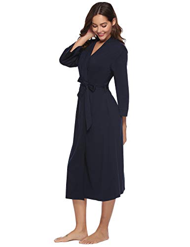 iClosam Batas Mujer Algodón Largo,Kimono con Cinturón Primavera,Ropa de Dormir Cuello en V Suave y Comodo XXL