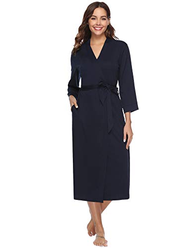 iClosam Batas Mujer Algodón Largo,Kimono con Cinturón Primavera,Ropa de Dormir Cuello en V Suave y Comodo XXL