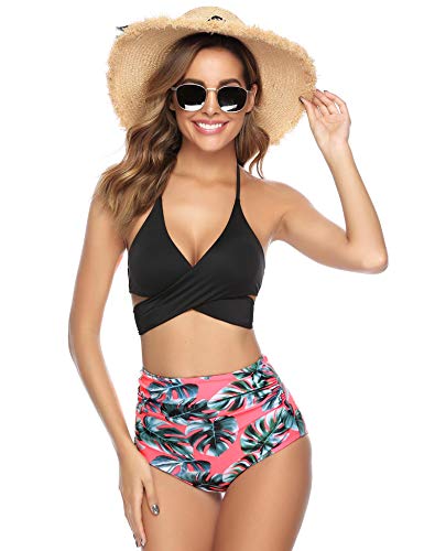 iClosam Bikini Mujer Push Up Cintura Alta,Traje de Baño Punto de Onda,Ropa de Baño con Relleno Sexy y Elegante 2 Piezas para Playa Natacion Piscina