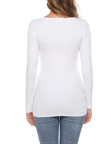 iClosam Camisetas De Manga Larga para Mujer Color SóLido Elegante BotóN Camisa Tops Sudadera