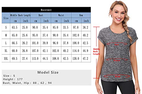 iClosam Camisetas Deporte Mujer Fitness Cuello Redondo BáSicas Seco RáPido Blusas Camisa Top Camiseta Mujers Running Manga Corta (Granate, M)