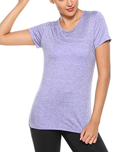 iClosam Camisetas Yoga Mujer Casual Cuello Redondo Básica Suelta Fitness T-Shirt