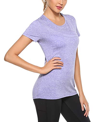 iClosam Camisetas Yoga Mujer Casual Cuello Redondo Básica Suelta Fitness T-Shirt