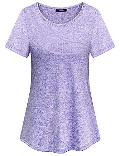 iClosam Camisetas Yoga Mujer Casual Cuello Redondo Básica Suelta Fitness T-Shirt