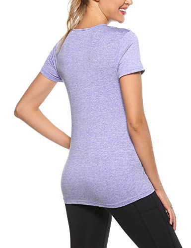 iClosam Camisetas Yoga Mujer Casual Cuello Redondo Básica Suelta Fitness T-Shirt
