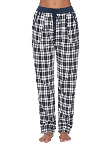 iClosam Pantalones de Pijama Mujer 100% Algodón Patalones Cuadros Largos Suave y Comodo S-XXL