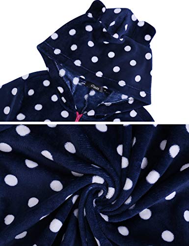 iClosam Pijama de una Pieza Franela Invierno para Mujer Pijama Encapuchado Calentito Ropa de Casa Dormir