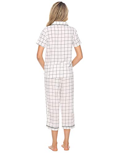 iClosam Pijama Mujer Corto Verano, Pijamas Celosía Camiseta y Pantalones Suave Comodo Casual Ropa para Dormir S-XXL