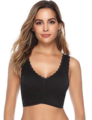 iClosam Sujetador Deportivo Encaje Mujer（1/2/3pack） Bra con Almohadillas Extraíbles para Yoga/Fitness/Ejercicio/USA de Diaria