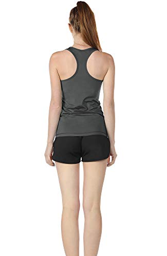 icyzone - Camiseta deportiva de tirantes para mujer (2 unidades) gris oscuro/lila. S