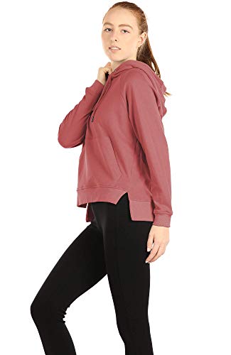 icyzone Sudaderas con capucha para mujer – Sudaderas atléticas de ejercicio de manga larga con bolsillo canguro - rosa - M