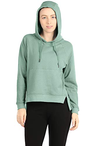 icyzone Sudaderas con capucha para mujer – Sudaderas atléticas de ejercicio de manga larga con bolsillo canguro - verde - M
