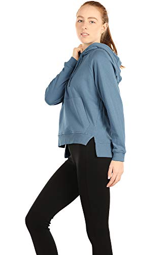 icyzone Sudaderas con Capucha para Mujer – Sudaderas atléticas de Entrenamiento de Manga Larga con Bolsillo Canguro - Azul - X-Large