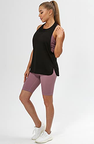 icyzone Sueltas y Ocio Camiseta sin Mangas Camiseta de Fitness Deportiva de Tirantes para Mujer (M, Negro)