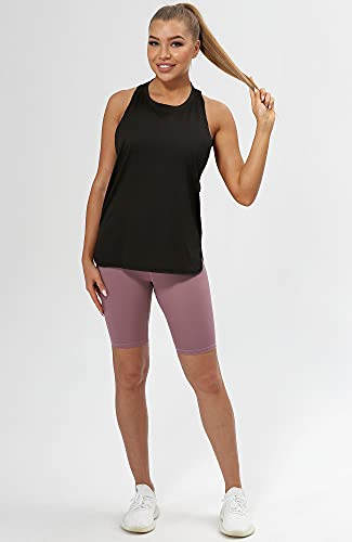 icyzone Sueltas y Ocio Camiseta sin Mangas Camiseta de Fitness Deportiva de Tirantes para Mujer (S, Negro)