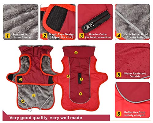 Idepet Chaqueta Abrigada para Perros, Traje para Nieve Resistente al Agua para Mascotas, Ropa Reflectante a Prueba de Viento para Perros pequeños, medianos y Grandes