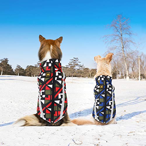 Idepet Chaqueta para Perros, Abrigos para Perros cálidos Chaquetas para Perros pequeñas, Medianas y Grandes Chaleco para Nieve a Prueba de Viento Ropa para Perros Traje con Orificio para arnés