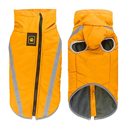 Idepet Impermeable Abrigo para Perros Chaqueta abrigadora de Invierno, Ropa Impermeable para Perros al Aire Libre Traje Chaleco para Perros pequeños medianos Grandes con Orificio para arnés