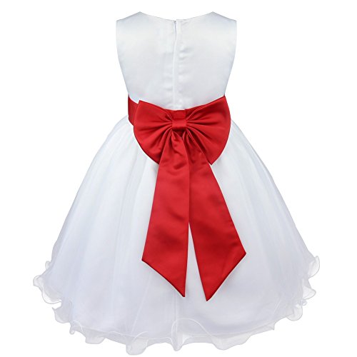 IEFIEL Vestido de Fiesta para Niña Vestido Elegante de Dama de Honor Vestido Blanco Sin Mangas de Ceremonia Graduacion Vestido Flores de Princesa 2-14 años A Rojo 2 años