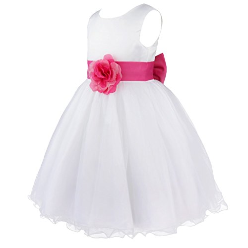 IEFIEL Vestido de Fiesta para Niña Vestido Elegante de Dama de Honor Vestido Blanco Sin Mangas de Ceremonia Graduacion Vestido Flores de Princesa 2-14 años Rosa A 5 años