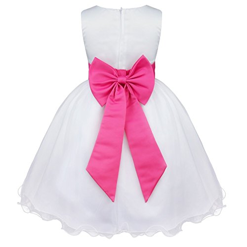 IEFIEL Vestido de Fiesta para Niña Vestido Elegante de Dama de Honor Vestido Blanco Sin Mangas de Ceremonia Graduacion Vestido Flores de Princesa 2-14 años Rosa A 5 años
