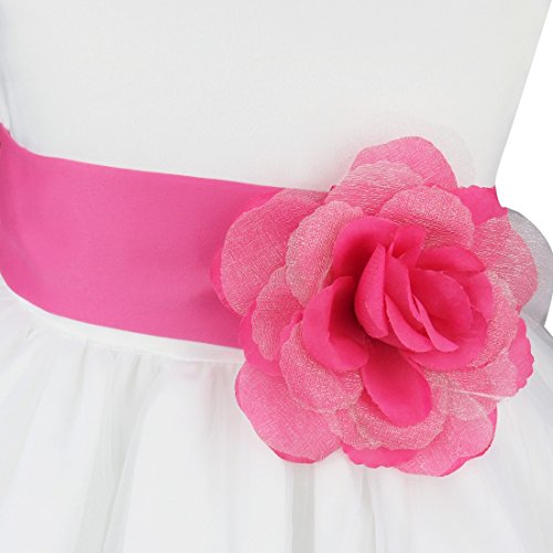 IEFIEL Vestido de Fiesta para Niña Vestido Elegante de Dama de Honor Vestido Blanco Sin Mangas de Ceremonia Graduacion Vestido Flores de Princesa 2-14 años Rosa A 5 años