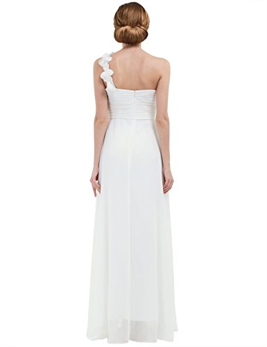 IEFIEL Vestido Largo de Fiesta para Mujer Vestido Elegante de Dama de Honor Vestido Cóctel Un Hombro Descubierto para Ceremonias Gala Blanco 38