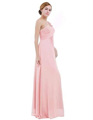 IEFIEL Vestido Largo de Fiesta para Mujer Vestido Elegante de Dama de Honor Vestido Cóctel Un Hombro Descubierto para Ceremonias Gala Rosa 38