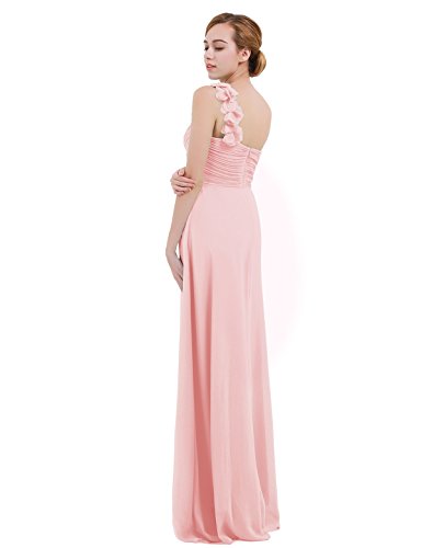 IEFIEL Vestido Largo de Fiesta para Mujer Vestido Elegante de Dama de Honor Vestido Cóctel Un Hombro Descubierto para Ceremonias Gala Rosa 38