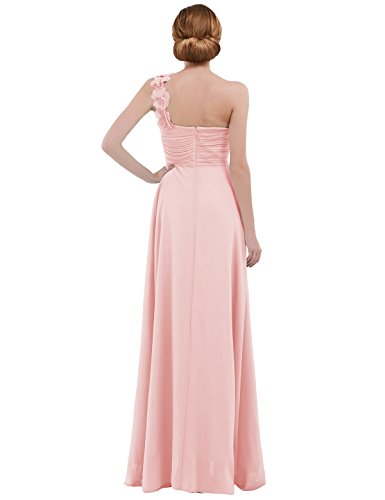 IEFIEL Vestido Largo de Fiesta para Mujer Vestido Elegante de Dama de Honor Vestido Cóctel Un Hombro Descubierto para Ceremonias Gala Rosa 38