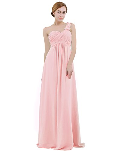 IEFIEL Vestido Largo de Fiesta para Mujer Vestido Elegante de Dama de Honor Vestido Cóctel Un Hombro Descubierto para Ceremonias Gala Rosa 38