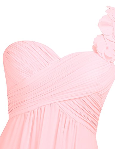 IEFIEL Vestido Largo de Fiesta para Mujer Vestido Elegante de Dama de Honor Vestido Cóctel Un Hombro Descubierto para Ceremonias Gala Rosa 38