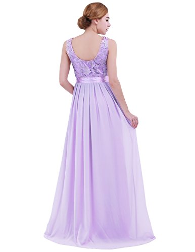 iiniim Mujer Vestido Largo Floreado de Fiesta Boda Vestido Vintage Retro Elegente Dama de Honor de Novia Encaje Traje de Gasa para Mujeres Varias Tallas Lavanda 40