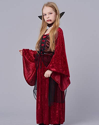 IKALI Disfraz de Vampiro Niña, Niño Vampiresa Gótica Princesa Reina Traje para Halloween Carnaval Parte