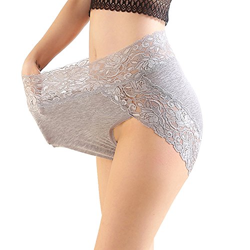 iMixCity 3 Piezas Conjunto de Bragas Diarias Mujeres Ropa Interior Braguitas de Encaje Sexy de Cintura Alta Hipster Modal Bragas (XXL: 44/46, Negro + Gris + Borgoña)