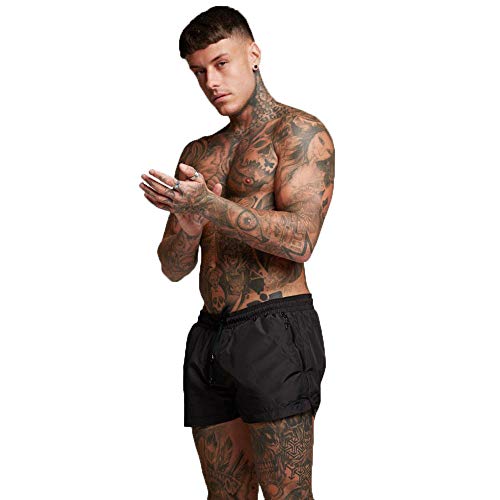 iMixCity Bañadores de Natación Boxeador Surf Calzoncillos Cortos Trajes de Baño Cortos Hombre Termales Deportes Acuáticos de Bolsillo Troncos (EU XL=Tag XXL (Cintura: 32-34 Pulgadas), Z_Negro)