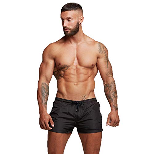 iMixCity Bañadores de Natación Boxeador Surf Calzoncillos Cortos Trajes de Baño Cortos Hombre Termales Deportes Acuáticos de Bolsillo Troncos (EU XL=Tag XXL (Cintura: 32-34 Pulgadas), Z_Negro)