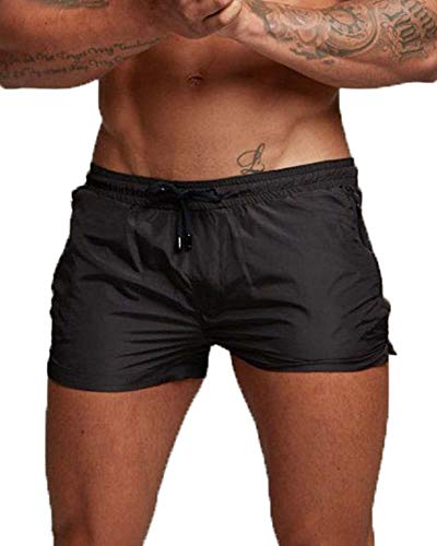 iMixCity Bañadores de Natación Boxeador Surf Calzoncillos Cortos Trajes de Baño Cortos Hombre Termales Deportes Acuáticos de Bolsillo Troncos (EU XL=Tag XXL (Cintura: 32-34 Pulgadas), Z_Negro)