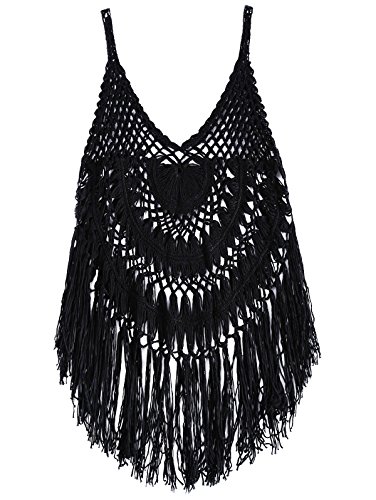 iMixCity Sexy Bikini Bordado a Ganchillo Bikini Cubrir Beachwear Tops Blusa Bikini Cover up Camisola de Playa (Negro, S)