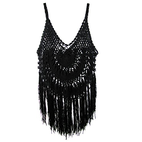 iMixCity Sexy Bikini Bordado a Ganchillo Bikini Cubrir Beachwear Tops Blusa Bikini Cover up Camisola de Playa (Negro, S)