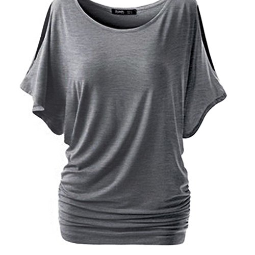 iMixCity Verano Camisas De Hombro Frío Blusas Tops del Batwing Camisetas sin Mangas Camiseta Casual Camiseta para Mujer (S, Gris)
