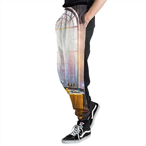 Inaayayi Panda Bañador en Bañera Pato de Goma con Sunshine Jogger Pantalones Casual Sweatpants para Hombre Negro Negro (XL