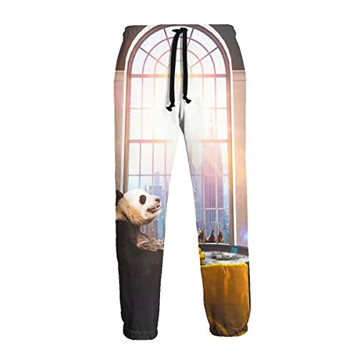Inaayayi Panda Bañador en Bañera Pato de Goma con Sunshine Jogger Pantalones Casual Sweatpants para Hombre Negro Negro (XL