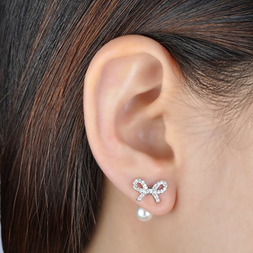 Infinite U Fashion pendientes chaquetas 925 plata de ley Circonita Perla Lazo studs gotas cuelga, más 2 con formas