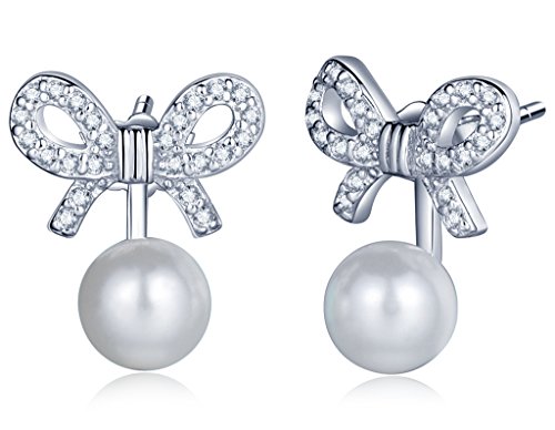 Infinite U Fashion pendientes chaquetas 925 plata de ley Circonita Perla Lazo studs gotas cuelga, más 2 con formas