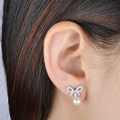 Infinite U Fashion pendientes chaquetas 925 plata de ley Circonita Perla Lazo studs gotas cuelga, más 2 con formas